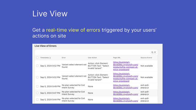 Live View - Track and Fix User-Triggered Errors 