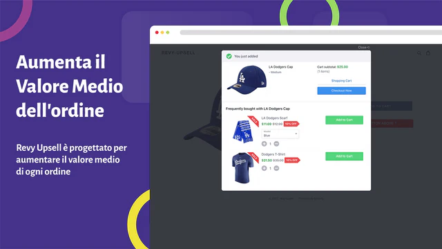 Usa Upsell, aumenta il valore medio del carrello e le vendite.
