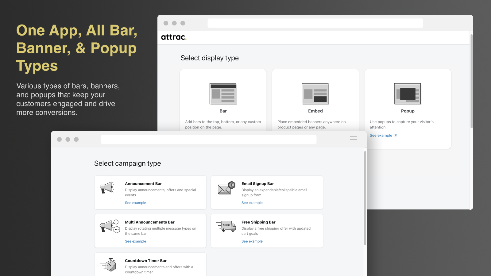 Attrac: Bars, Banners, Pop ups Screenshot