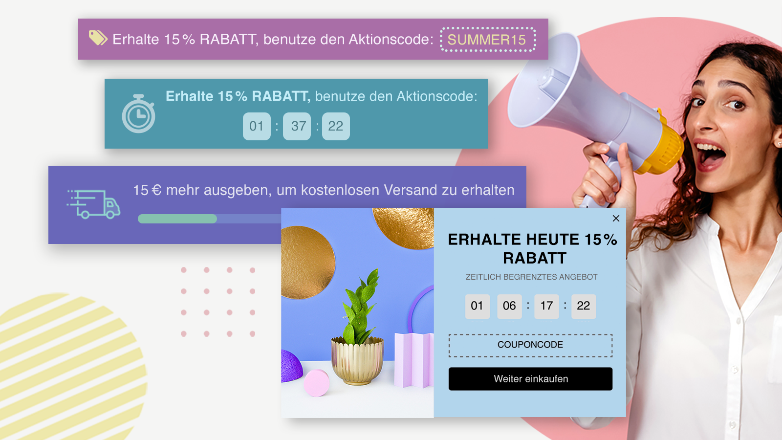 Attrac: Ankündigungsleisten, Email-Popups, & eingebettete Banner