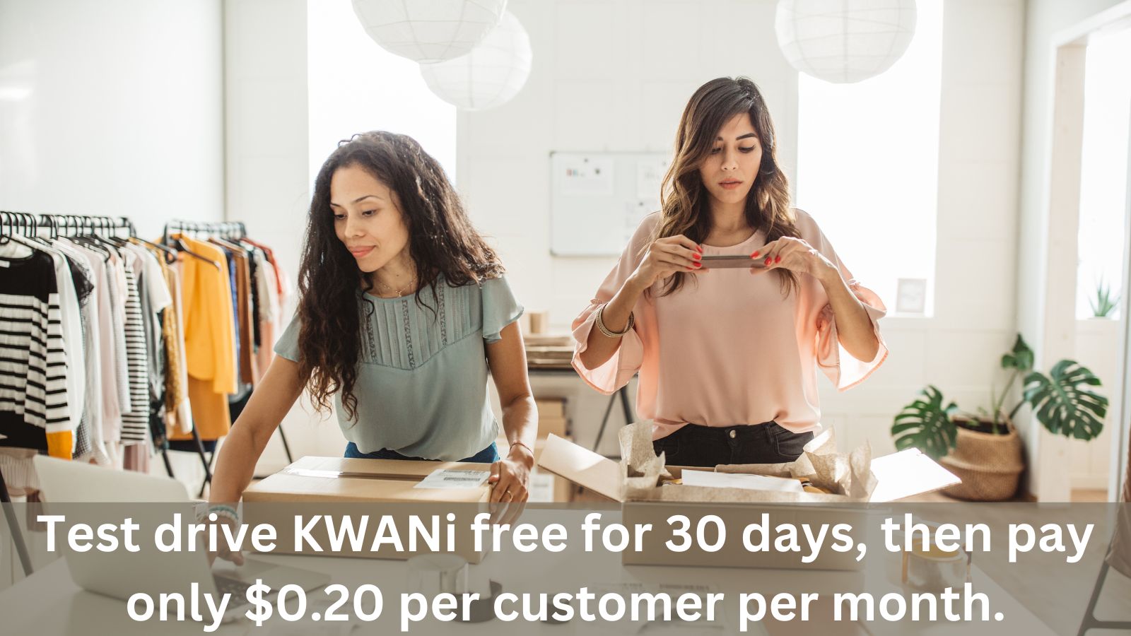 Test drive KWANi for 30 days then pay $0.20 per customer a month
