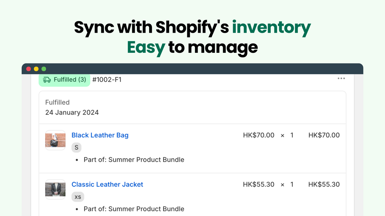 Sincronize com o inventário nativo do Shopify. Fácil de gerenciar para o administrador