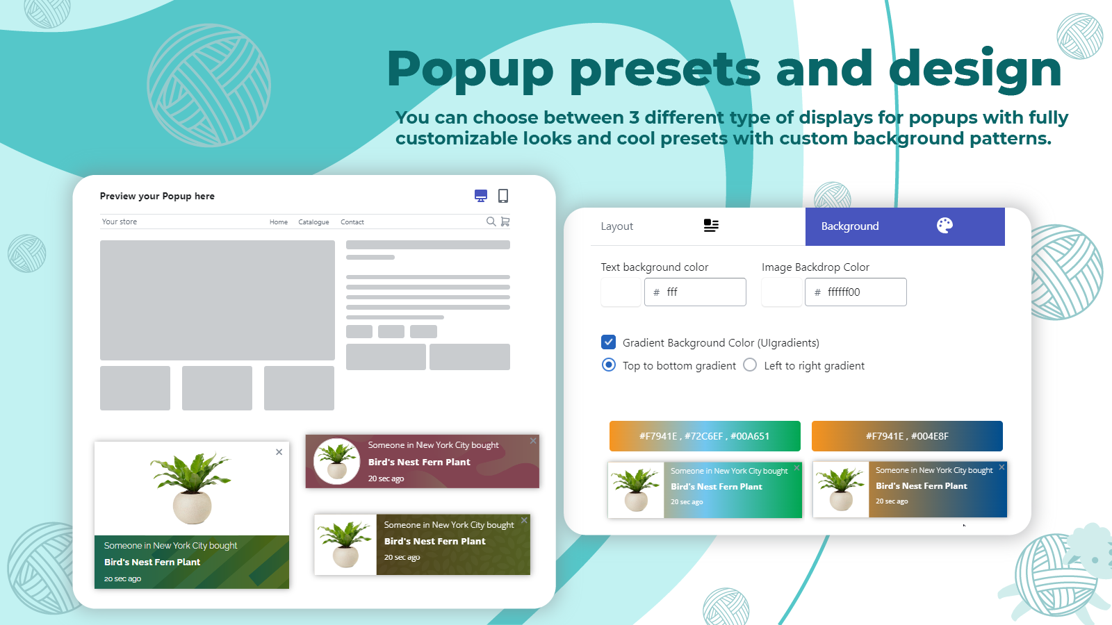 Pop-ups podem usar presets prontos ou designs totalmente personalizados