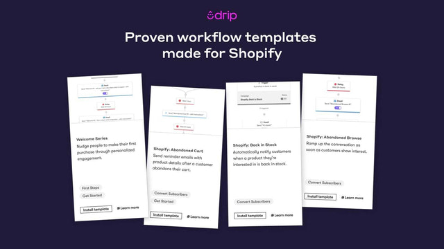 Start fra en Shopify workflow-skabelon for at opbygge e-mail automatisering
