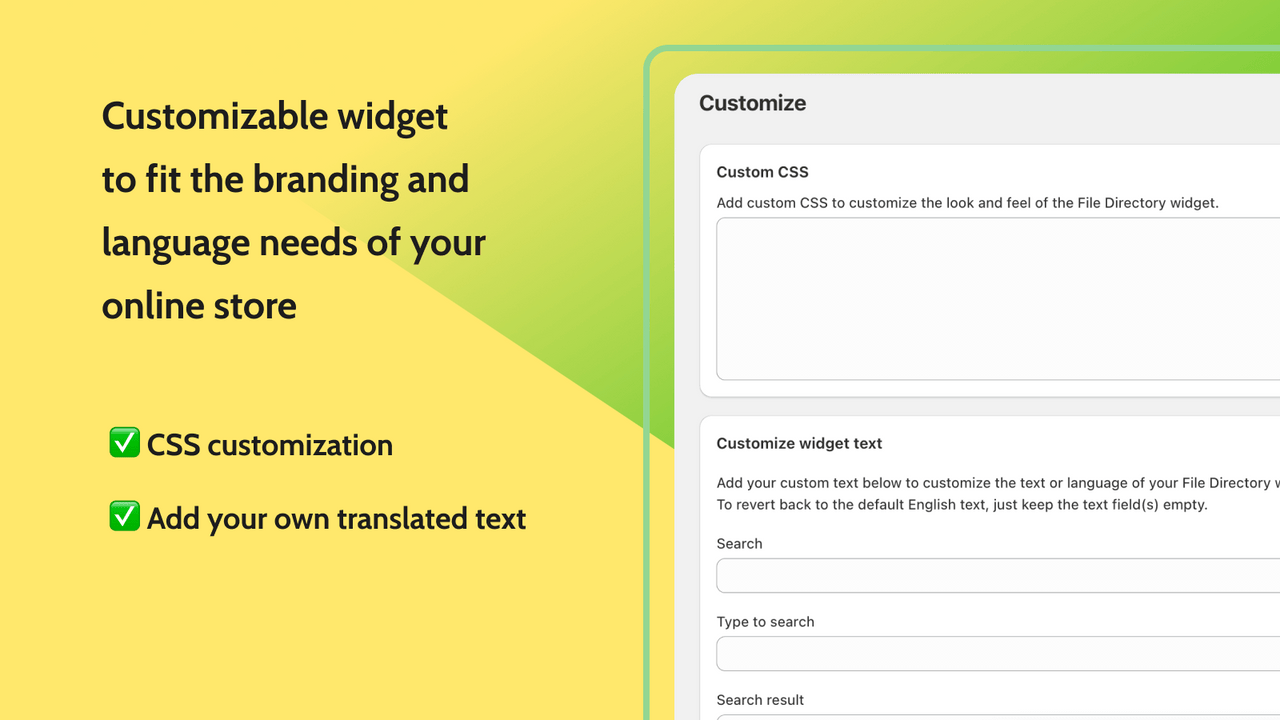 Customize CSS or translate Shopify File Directory widget