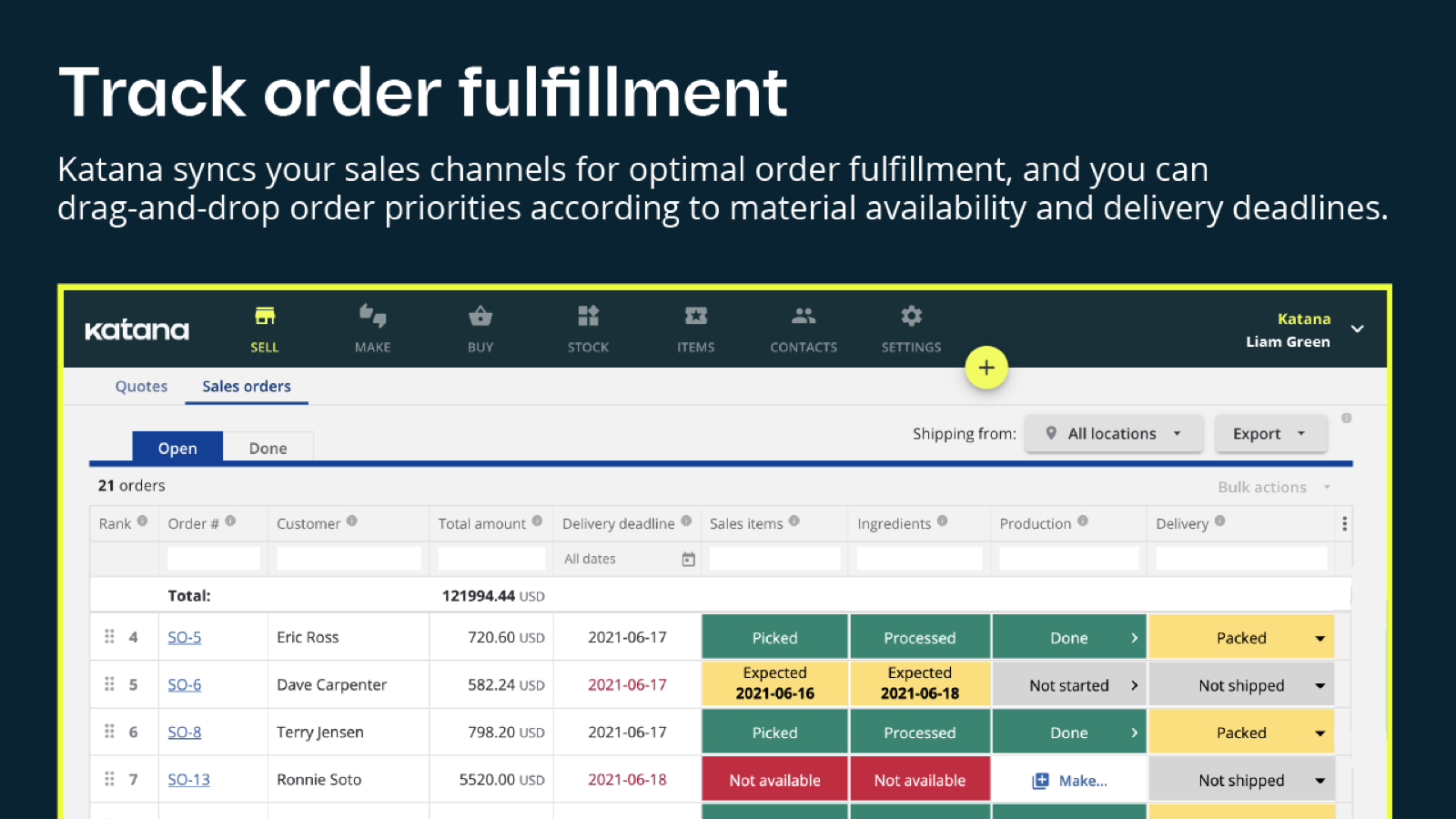 Katana Manufacturing ERP - Inventory management, stock sync and production scheduling'