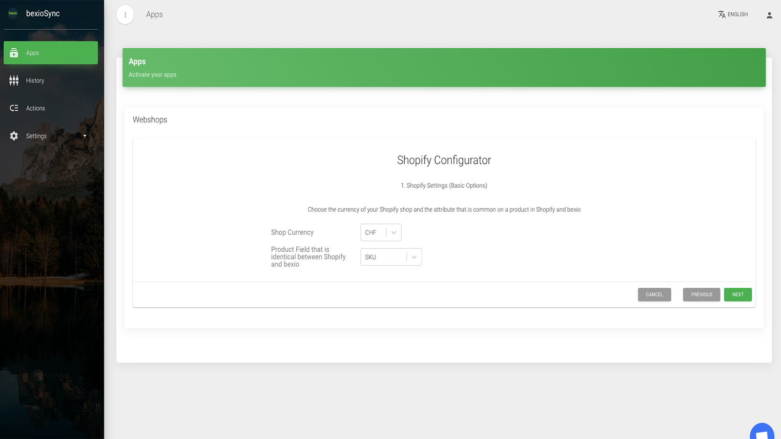 Sync configurator basisinstellingen