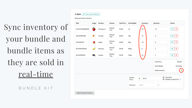 Synchroniseer de voorraad van de bundel en bundelitems wanneer ze in real-time worden verkocht