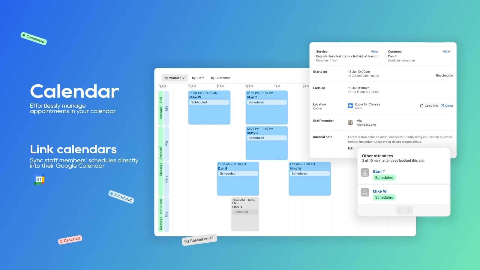 Effortlessly manage appointments in your calendar