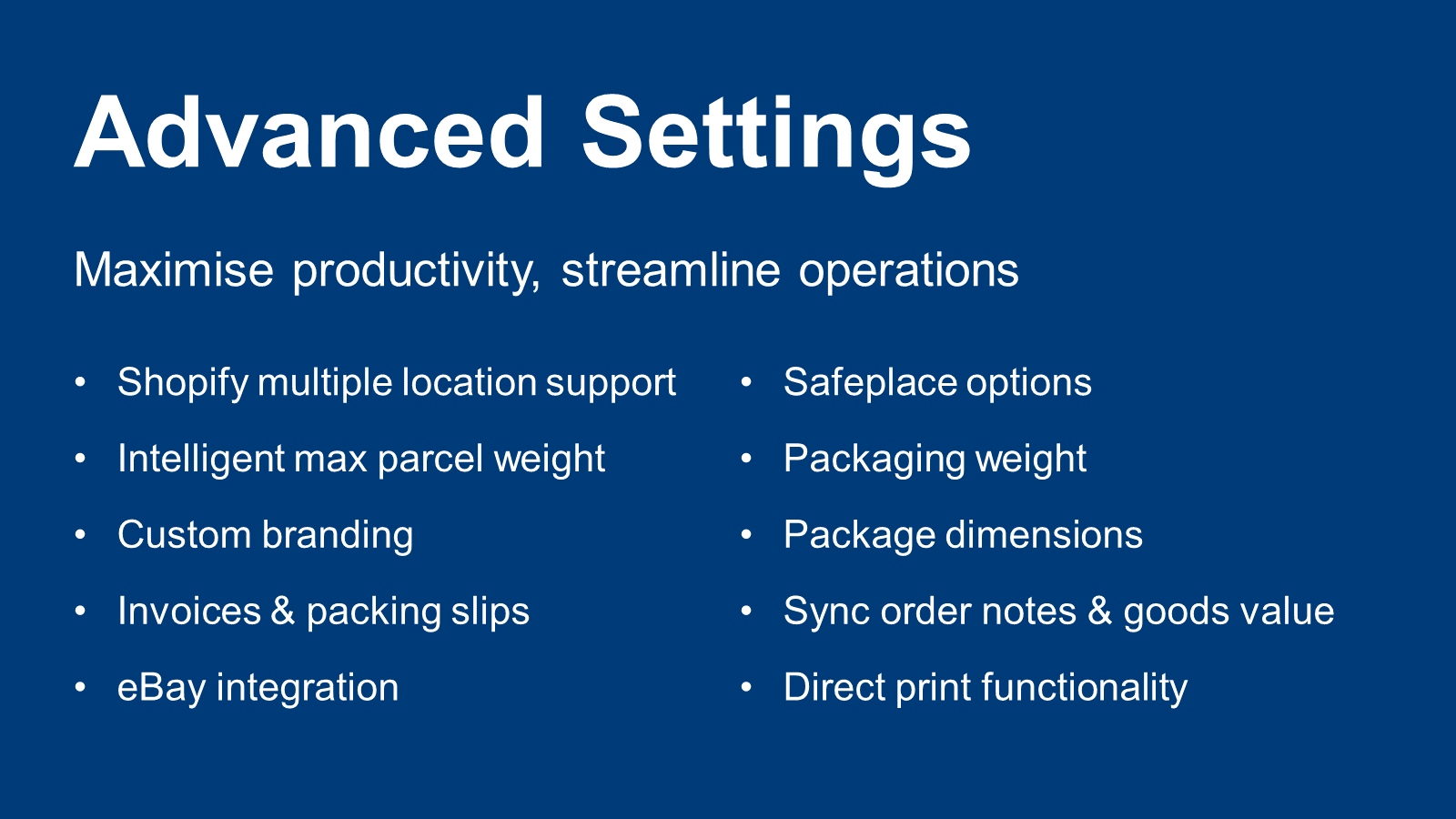 APC 123 Advanced Settings