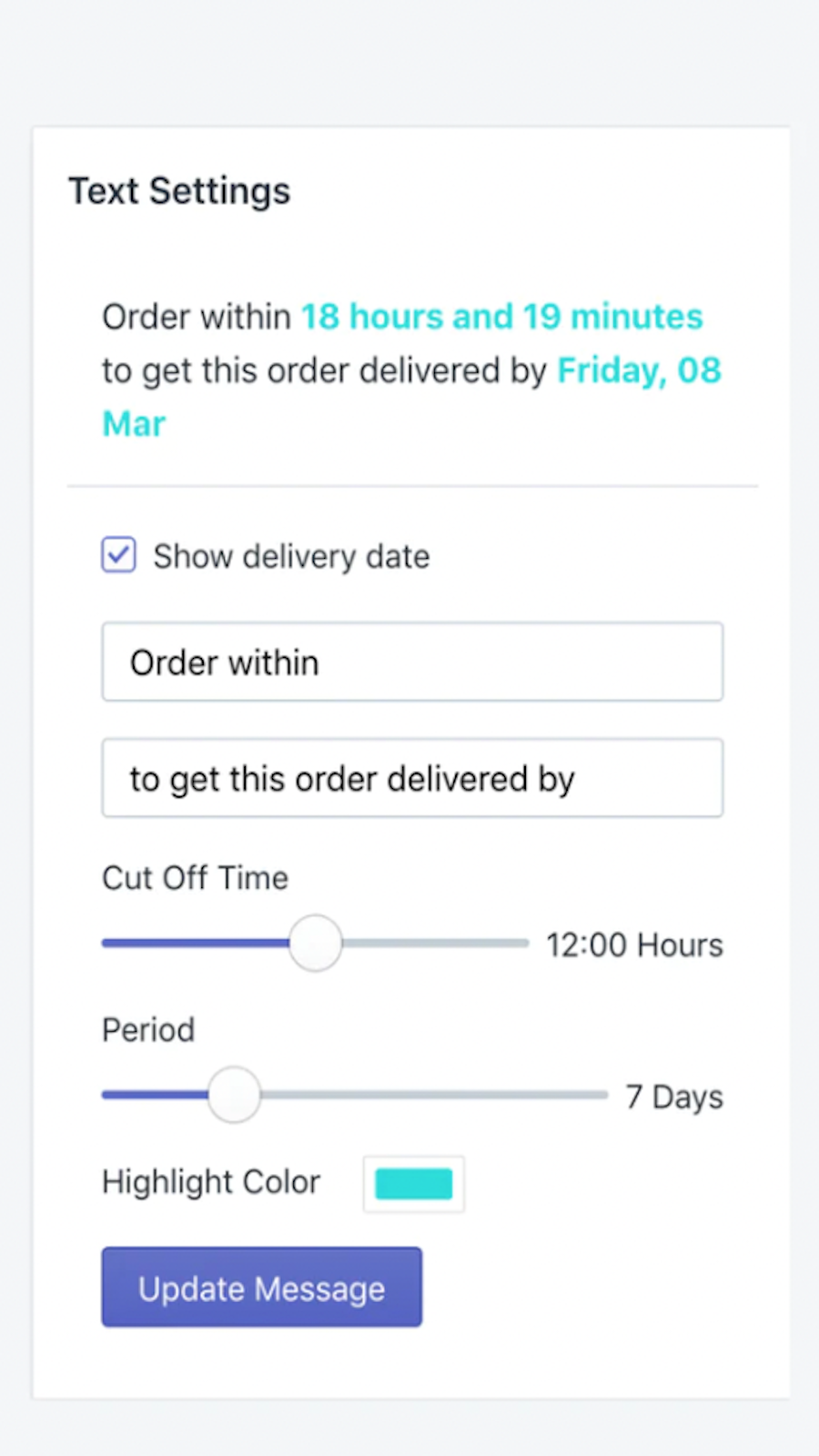 Order Before Delivery Deadline Screenshot