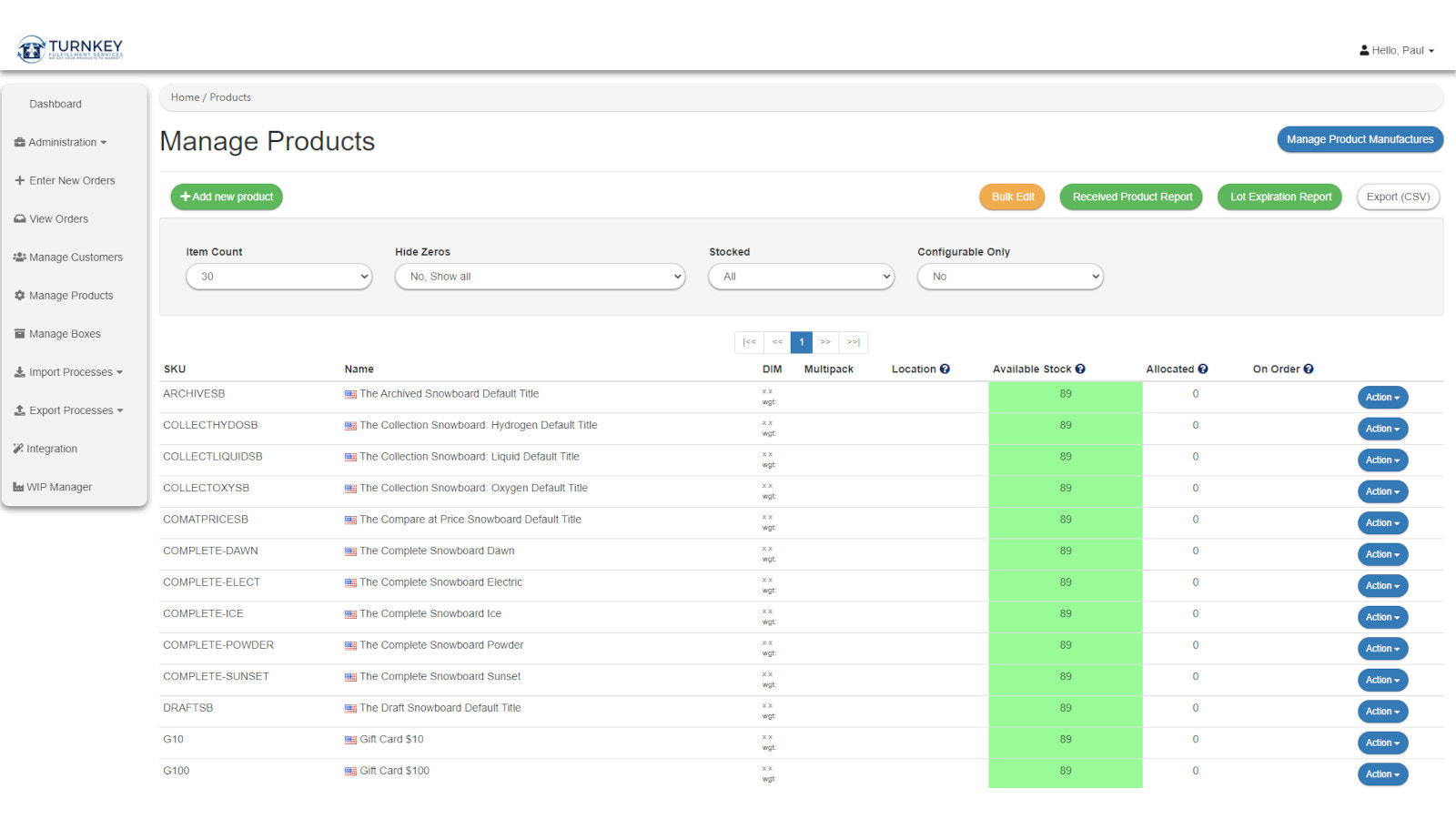 Finished Goods. Track inventory, lot numbers, and audit.