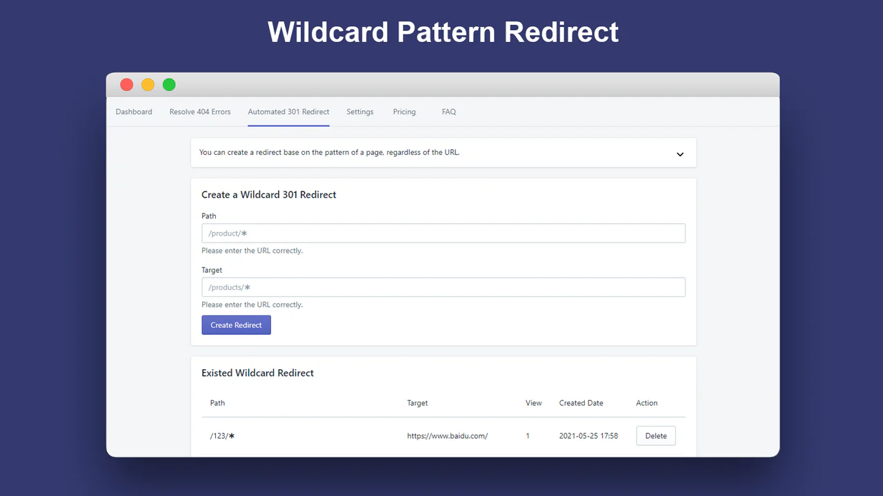 Wildcard-Muster-Weiterleitung_Broken Link Manager