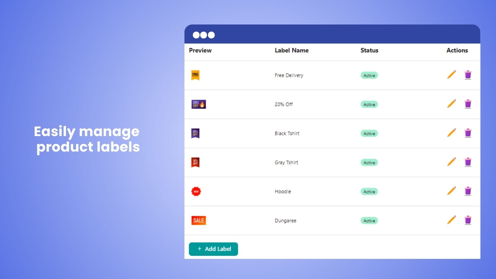 Easily manage  product labels