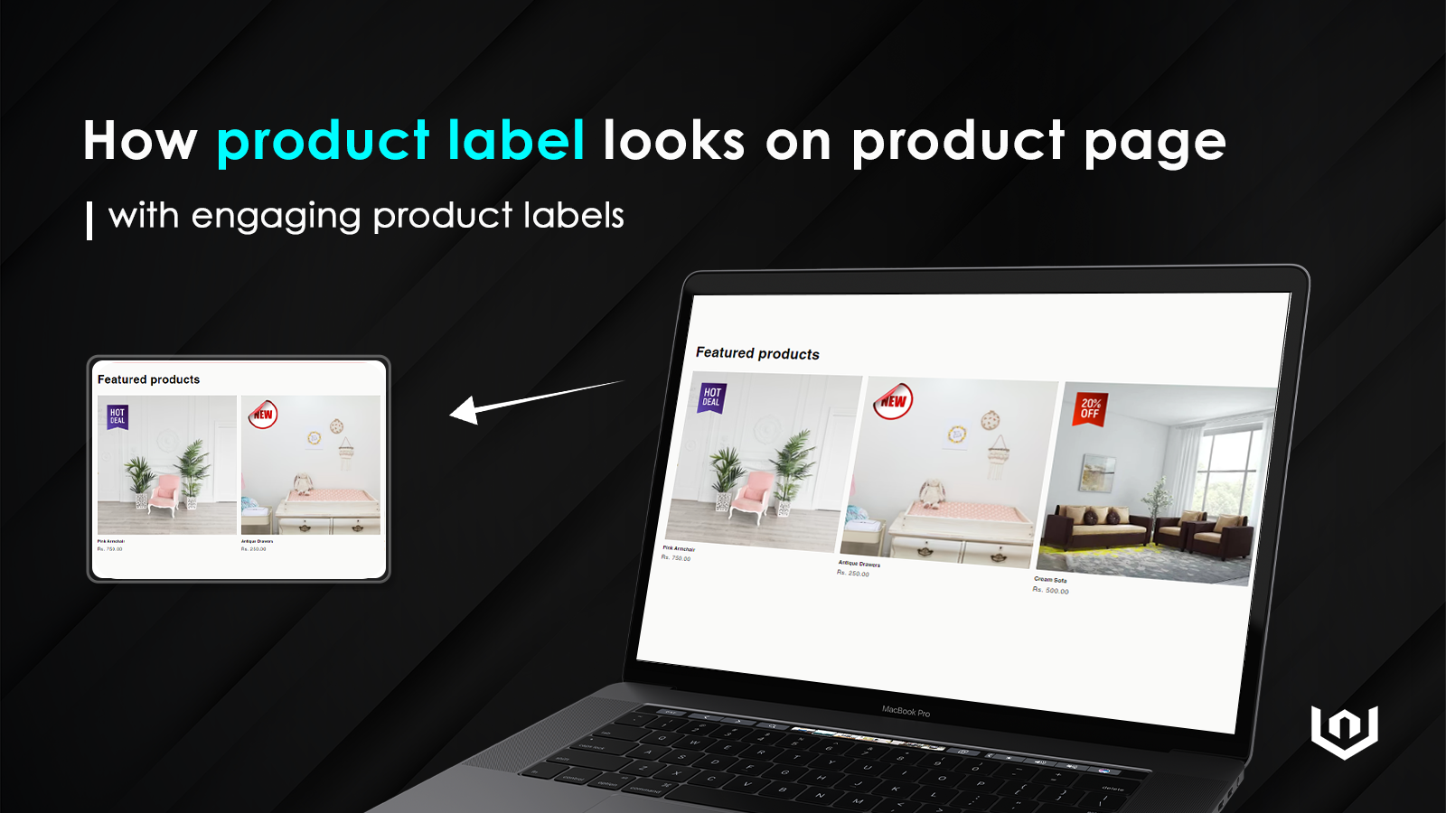 Cómo se ve la etiqueta del producto en la página del producto