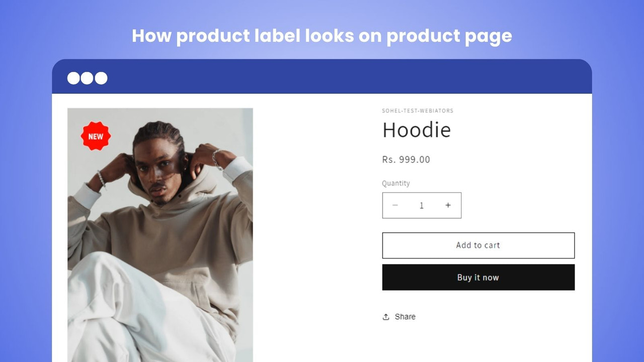 How product label looks on product page