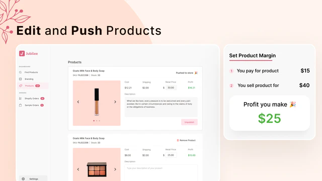 Edit products and push to store