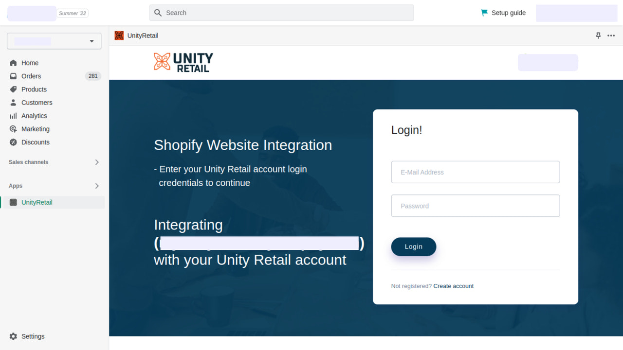 Integrer hjemmeside til din Unity Retail-konto