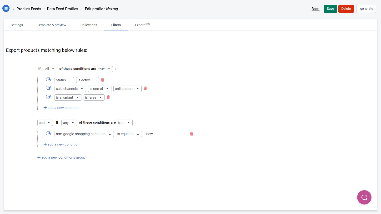 Create complex filters 