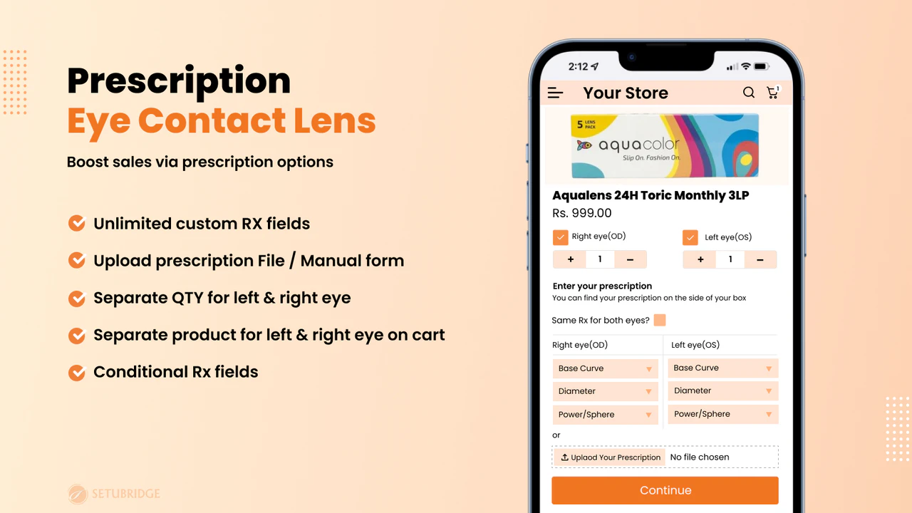 Prescription Eye Lens Konfigurator App