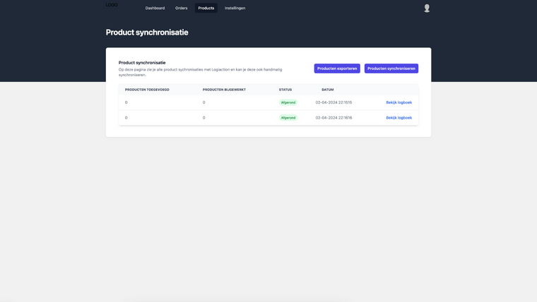 Logitrade Integratie Screenshot