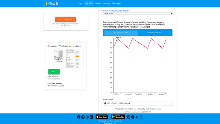 Glass It Price Tracker Screenshot