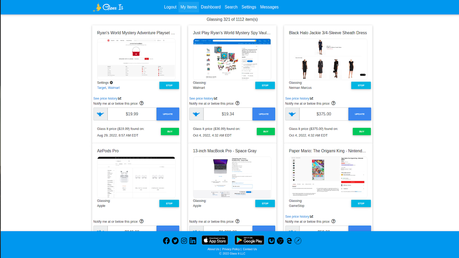 Glass It Price Tracker Screenshot