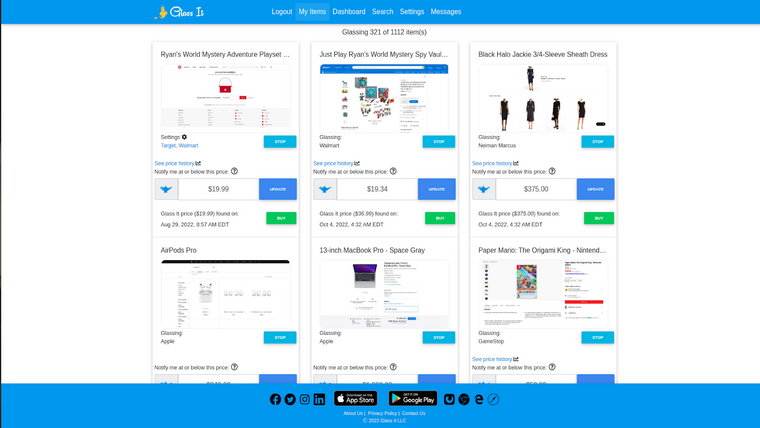 Glass It Price Tracker Screenshot