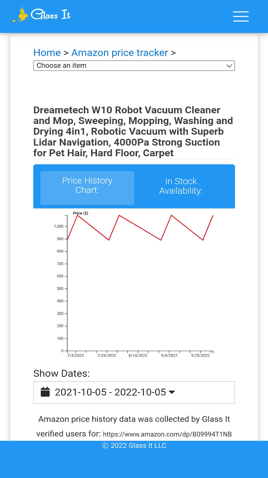 Glass It Price Tracker Screenshot