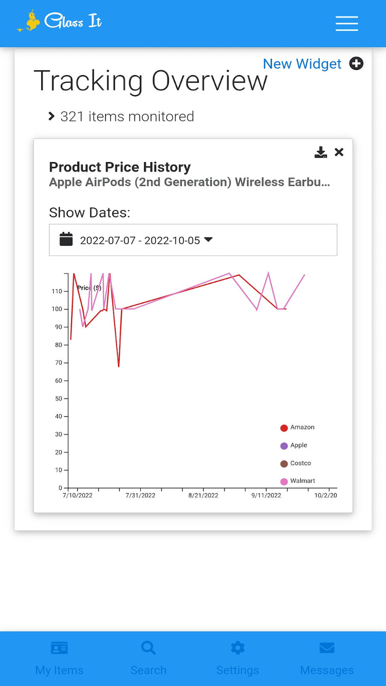 Glass It Price Tracker Screenshot