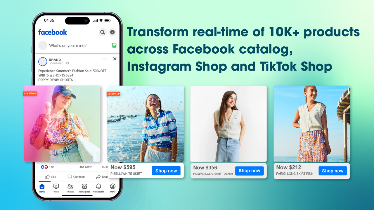 Transformér produkter i realtid på tværs af Facebook-katalog, Instagram