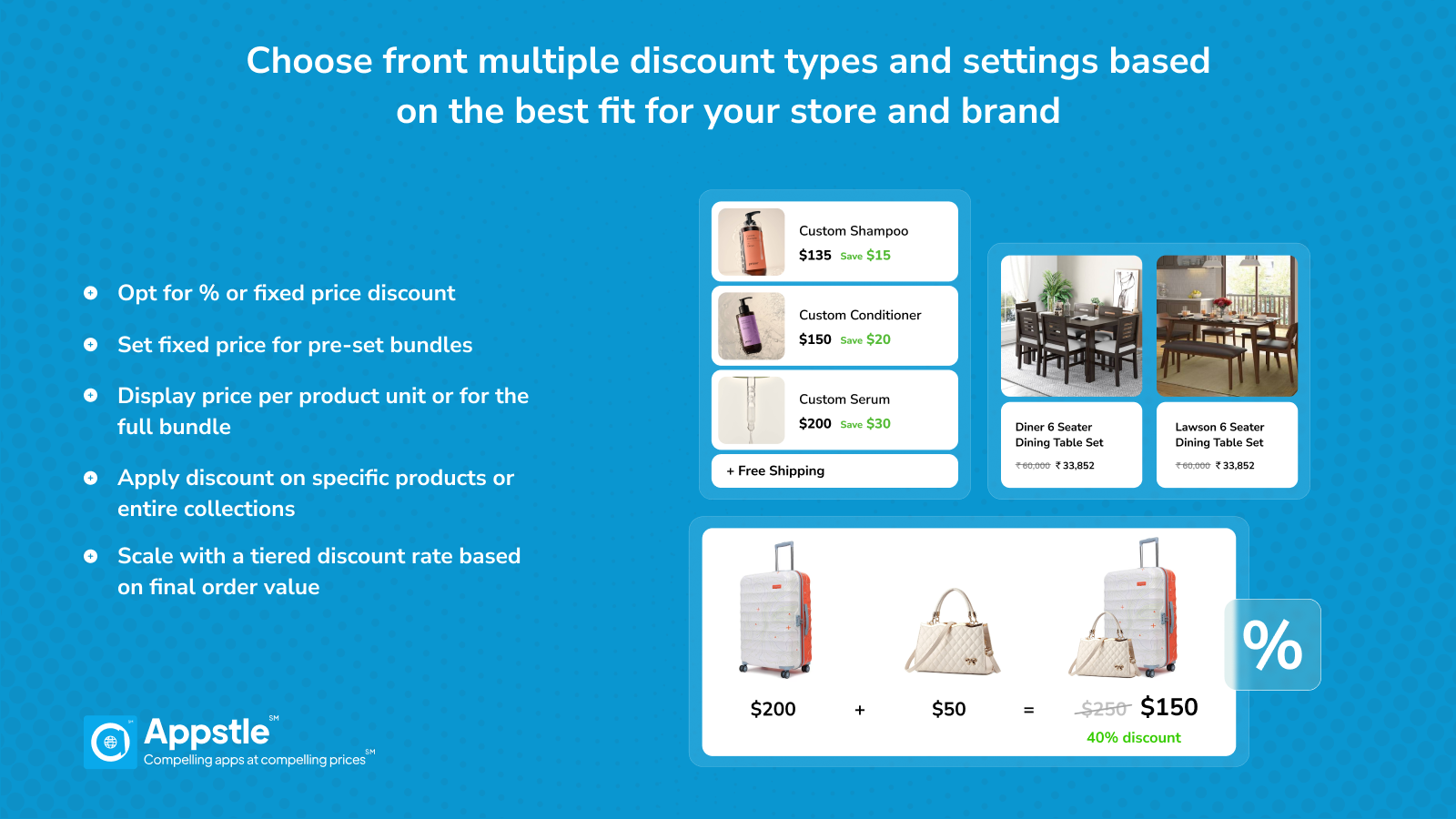 Choose from multiple Discount types