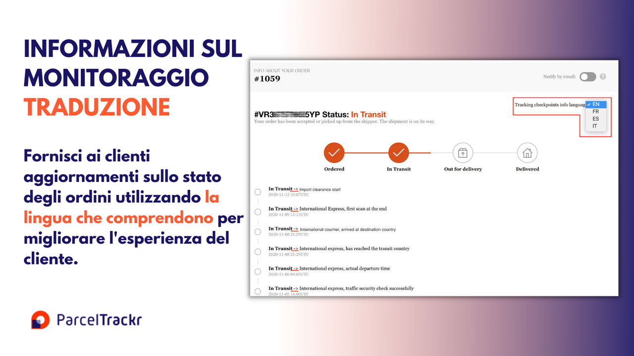 Trackr | Traduzione delle informazioni di monitoraggio