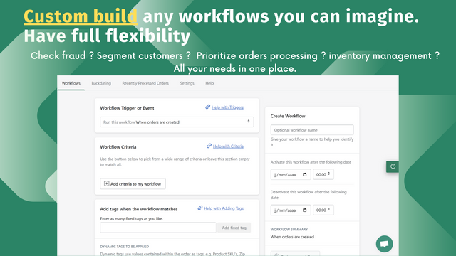 order & customer auto tags workflows management 