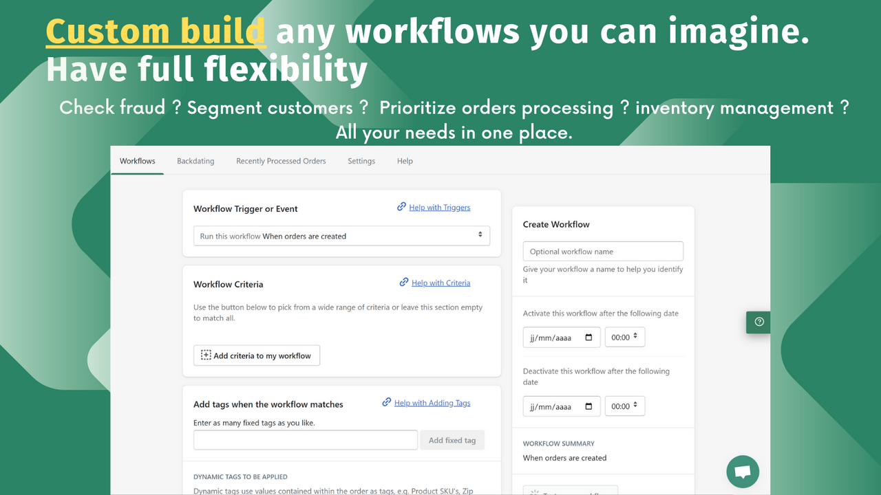 order & klant auto tags workflows management 