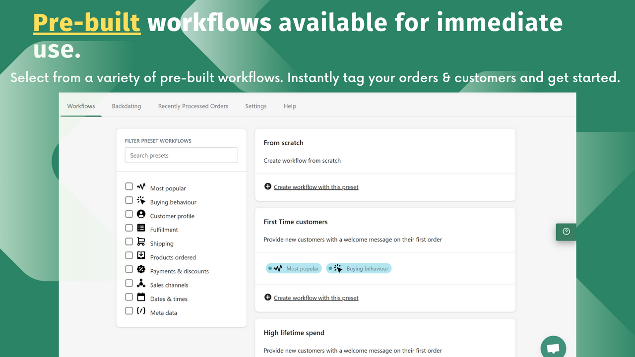 create custom order & customer tagger workflows