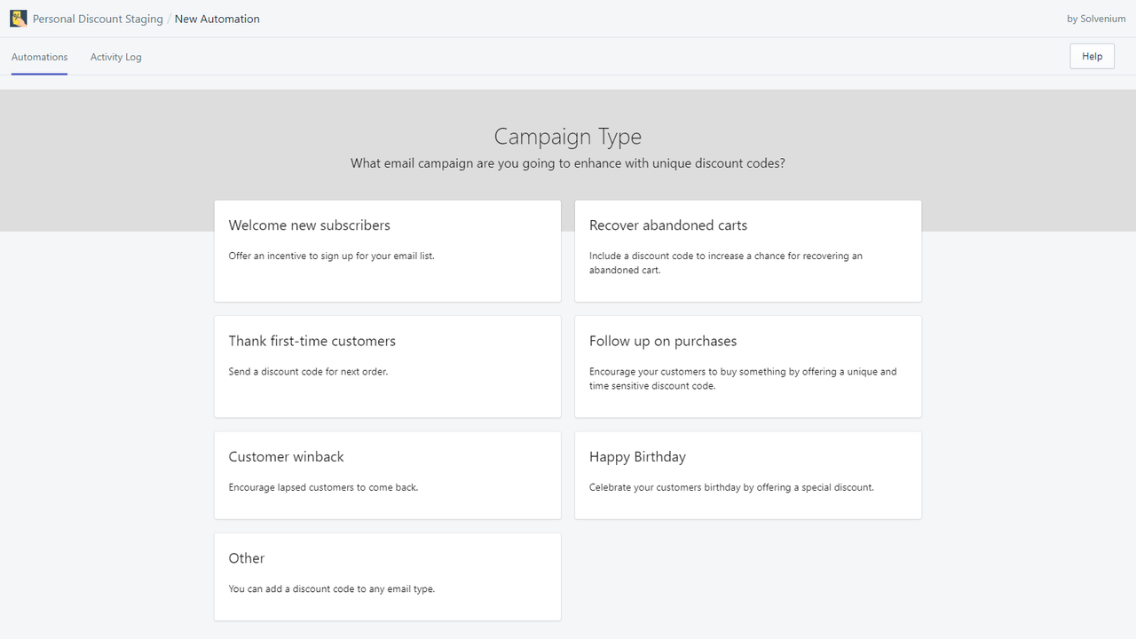 Sélectionnez le type de campagne