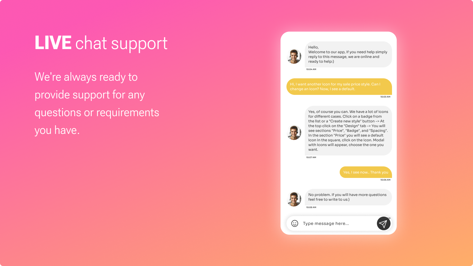 Live chat support