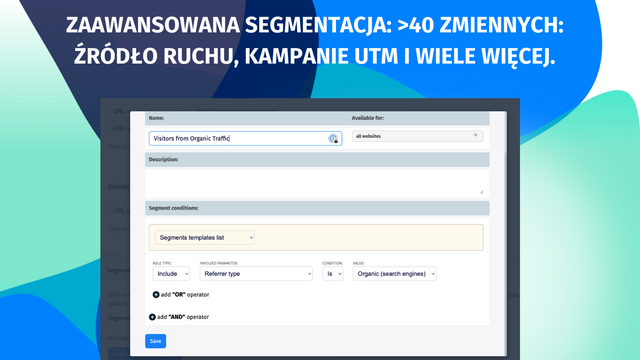 Zaawans. segmentacja: >40 zmiennych, źródła ruchu, UTM.