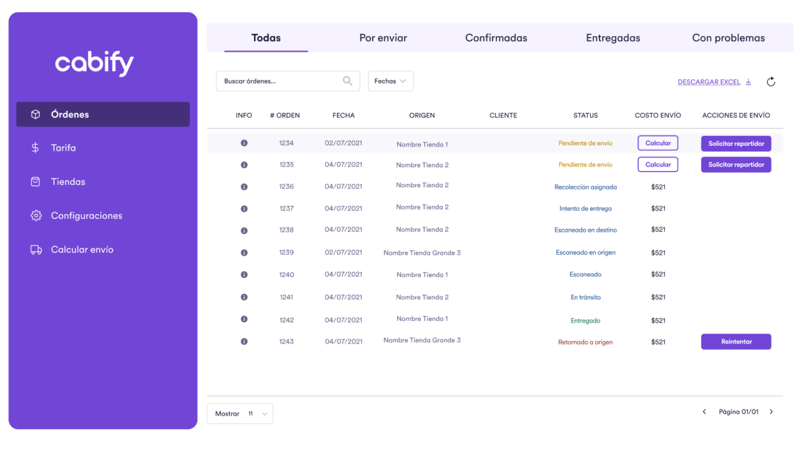 Cabify Logistics Screenshot