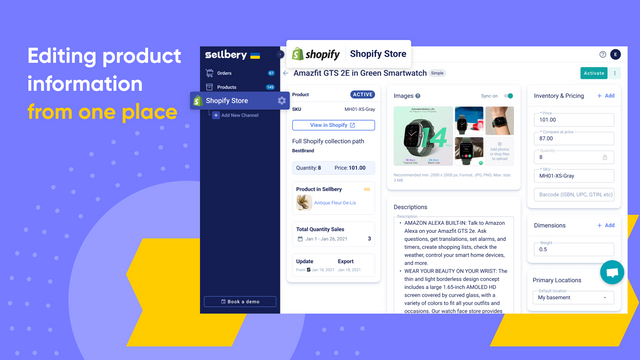 Redigering af produktinformation i Produkter under Shopify