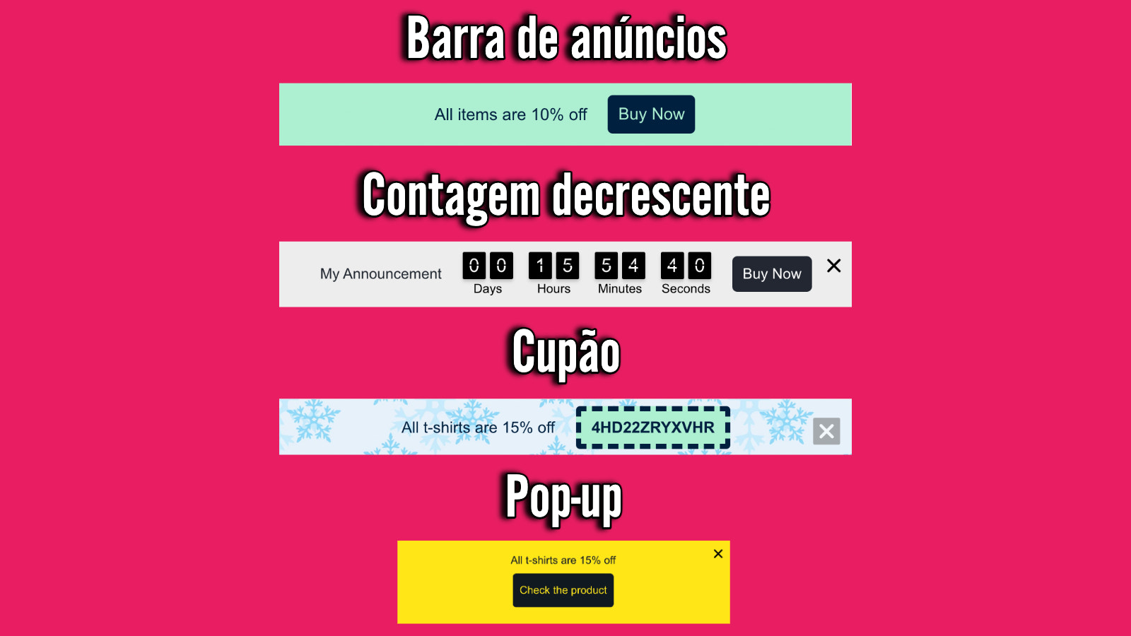 Lista de todos os tipos de banner