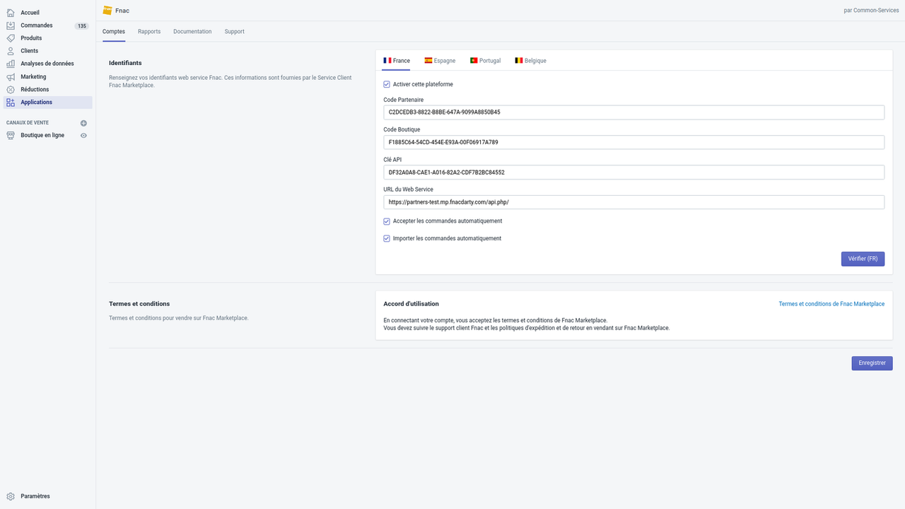 Configuration des plateformes