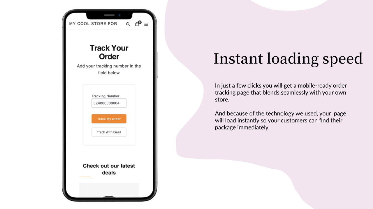 EZ Order Tracking Mobile Tracking Page