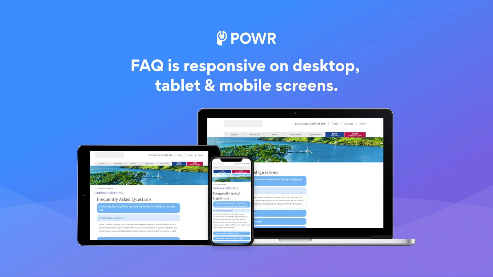 FAQ's zijn responsief op Desktop, Tablet, & Mobiele Schermen.