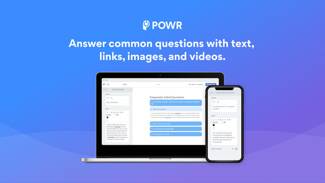 Besvar almindelige spørgsmål med tekst, links, billeder og videoer.