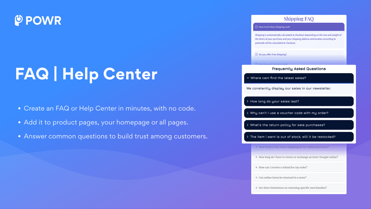 POWR: FAQ & Help Center Screenshot