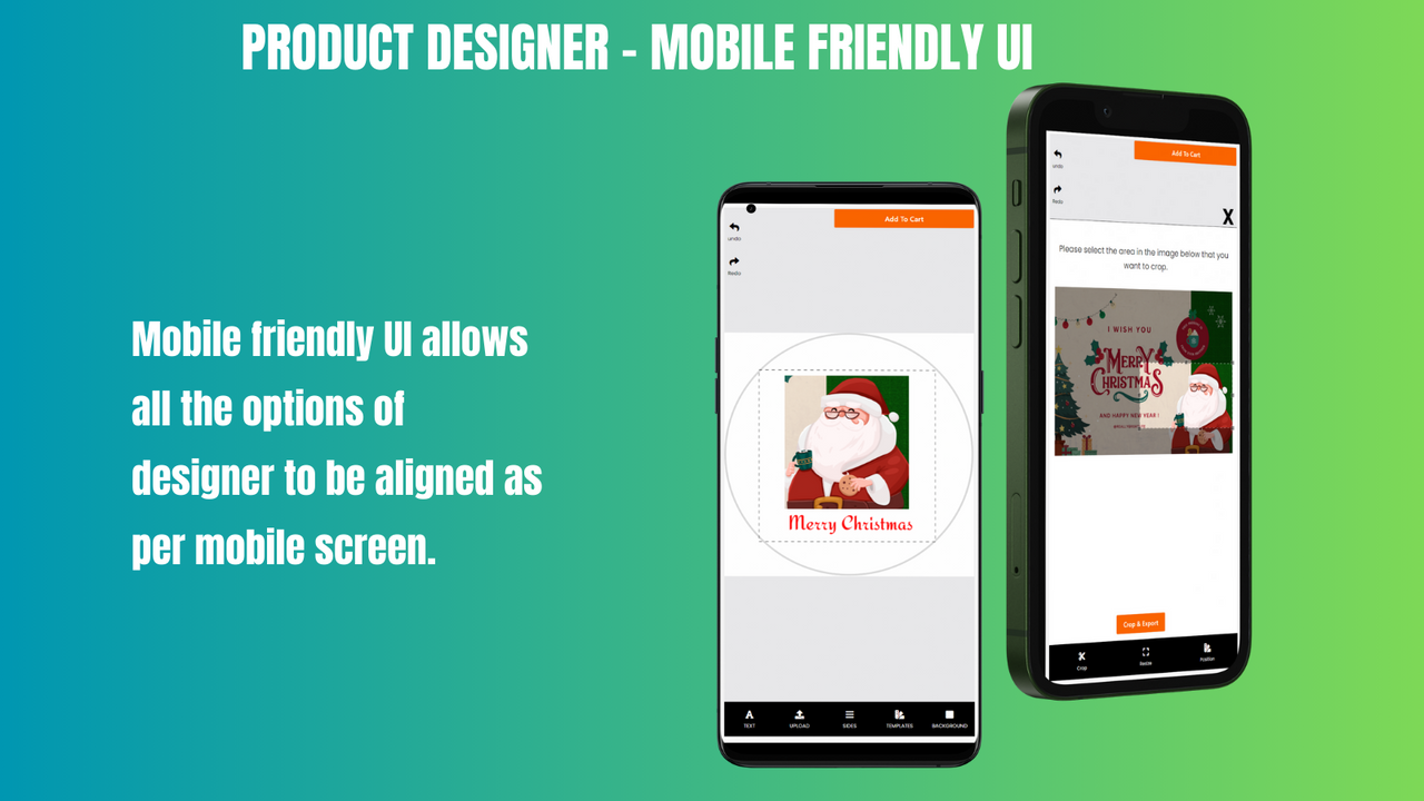 Mobilresponsiv web til print produkt designer for Shopify