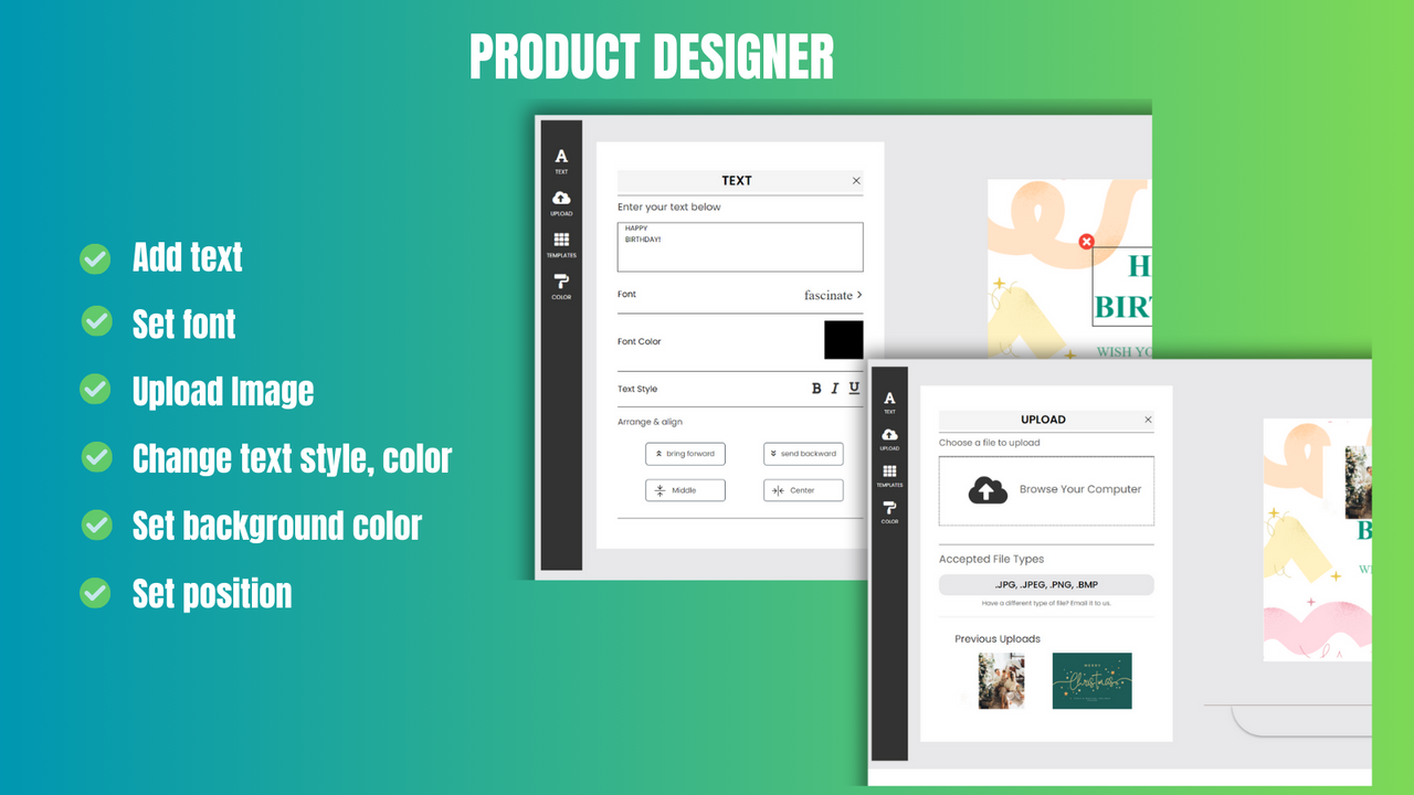 Web-to-print productontwerper voor Shopify