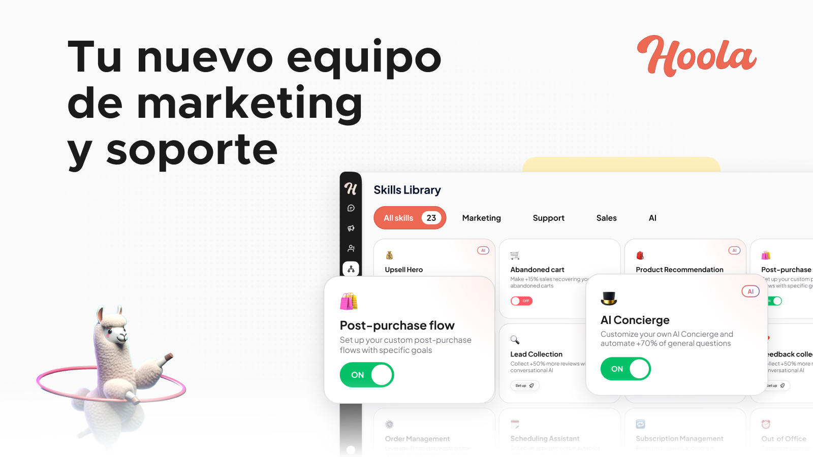 Tu nuevo equipo de marketing  y soporte